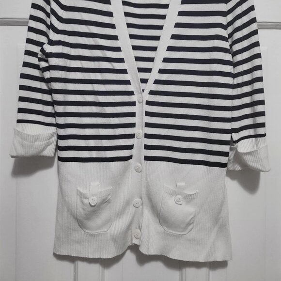Cotton Cardigan Navy & White - Picture 4 of 4